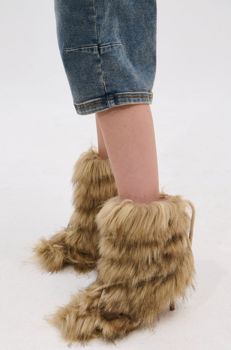 AZALEA WANG SALERE BROWN ROPE DETAIL STILETTO BOOTIE