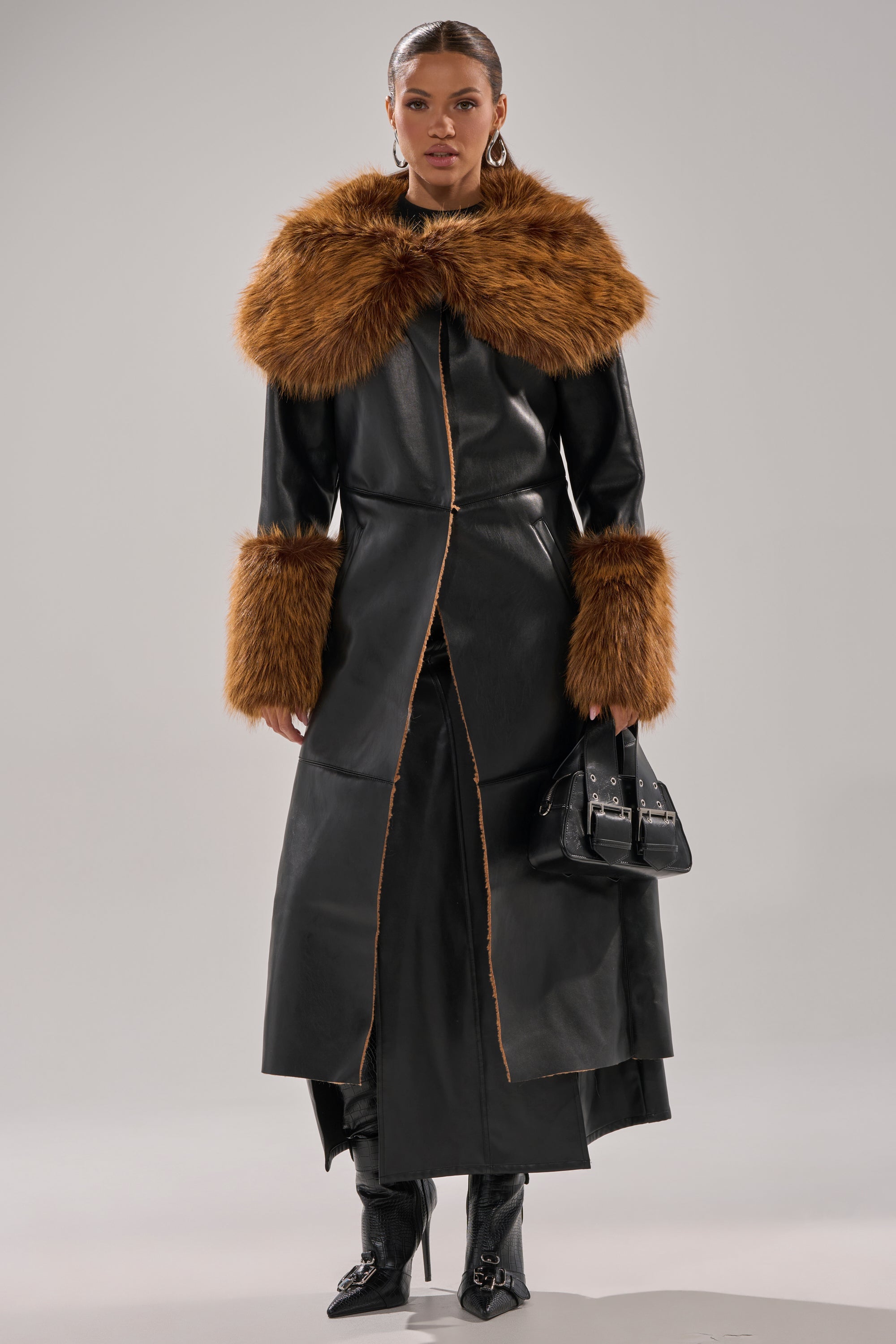 SIREN FUR TRIM TRENCH COAT