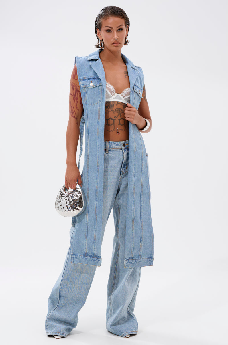 DOWN TO IT SPLIT DENIM VEST