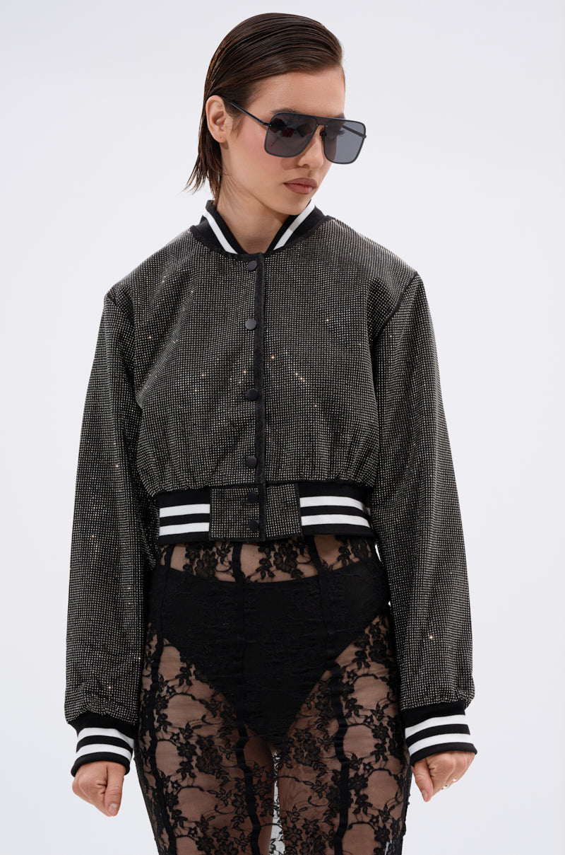 SPOTLIGHT RHINESTONE BOMBER