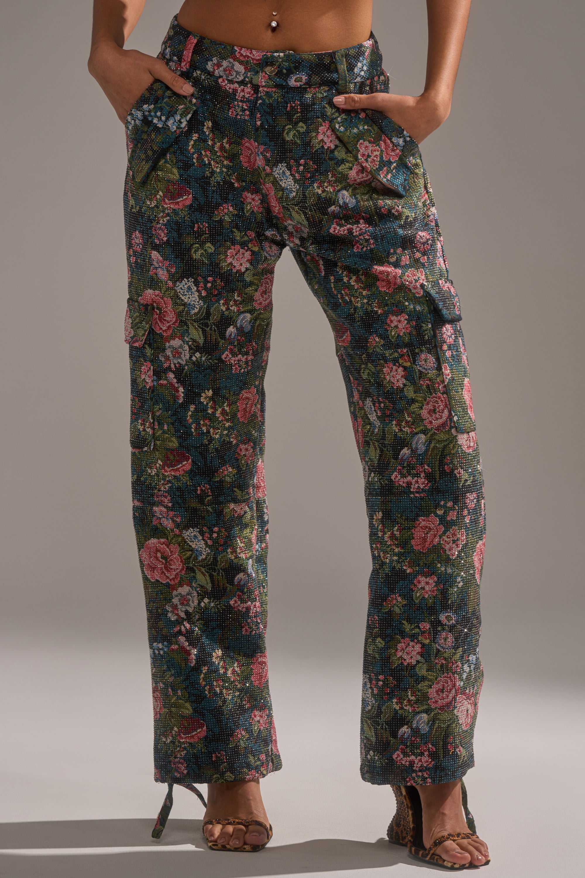 I WANT YOU FLORAL RHINESTONE TROUSER