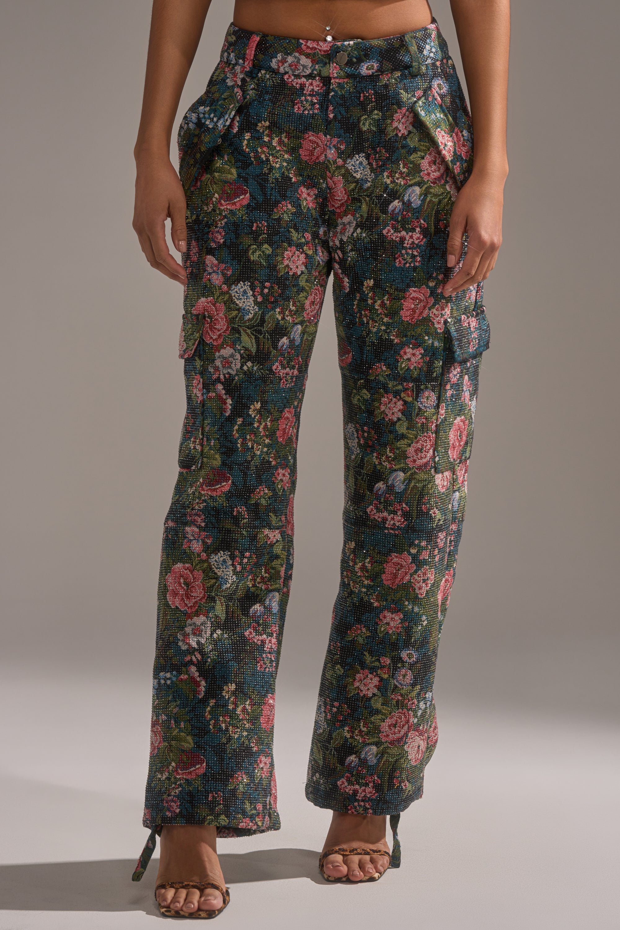 I WANT YOU FLORAL RHINESTONE TROUSER
