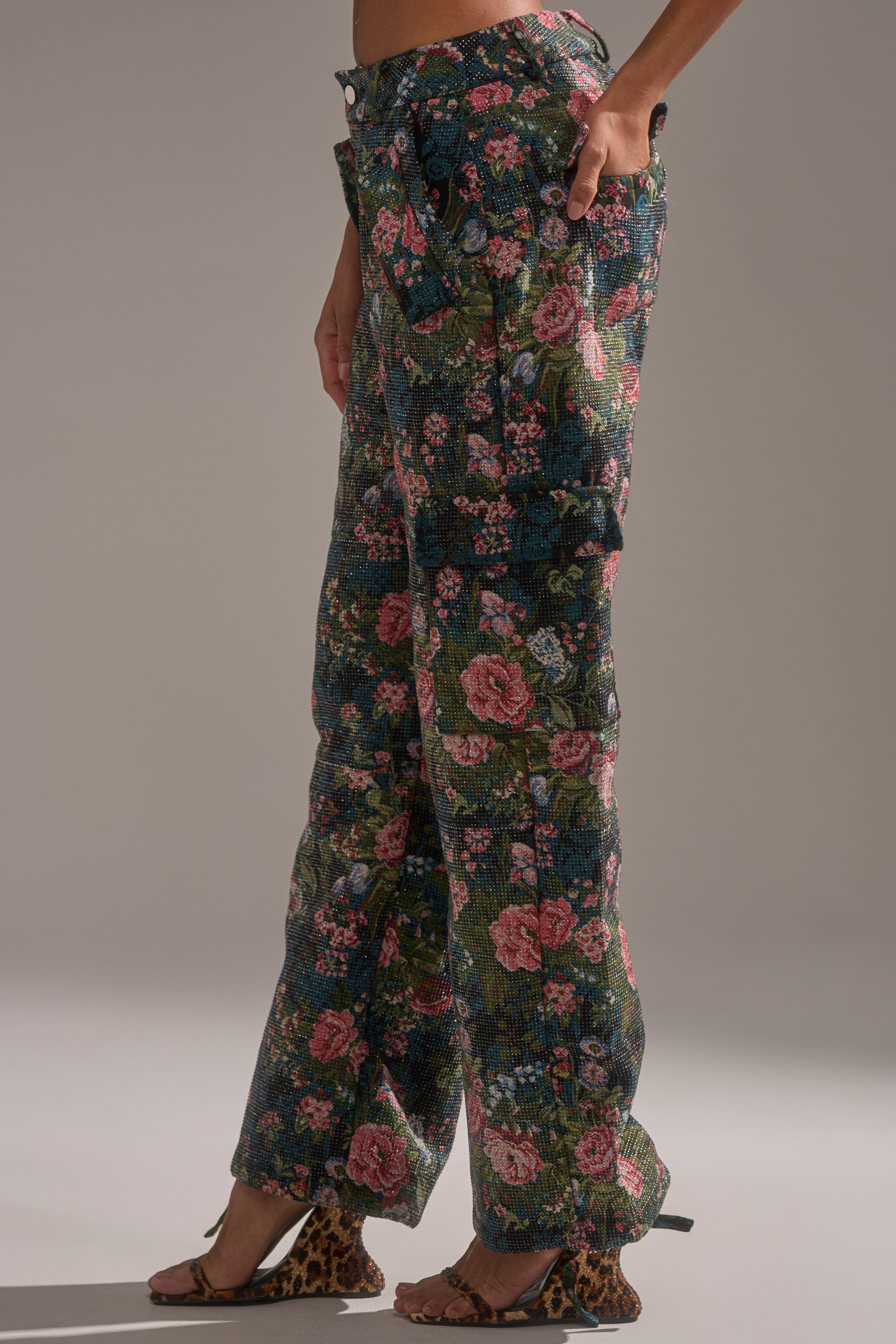 I WANT YOU FLORAL RHINESTONE TROUSER