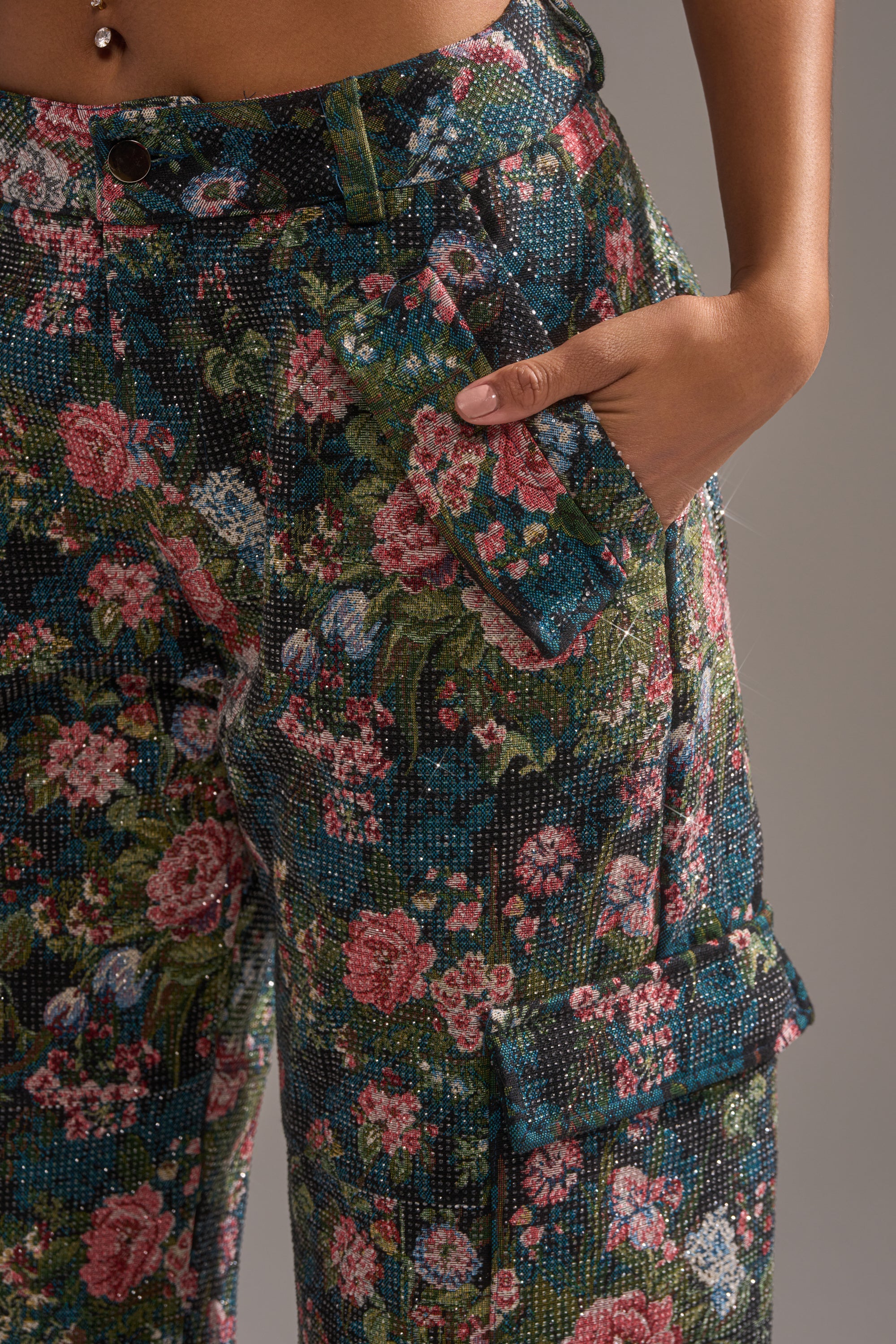 I WANT YOU FLORAL RHINESTONE TROUSER
