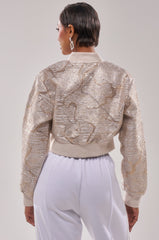 GOLDEN HOUR EMBELLISHED BROCADE BOMBER
