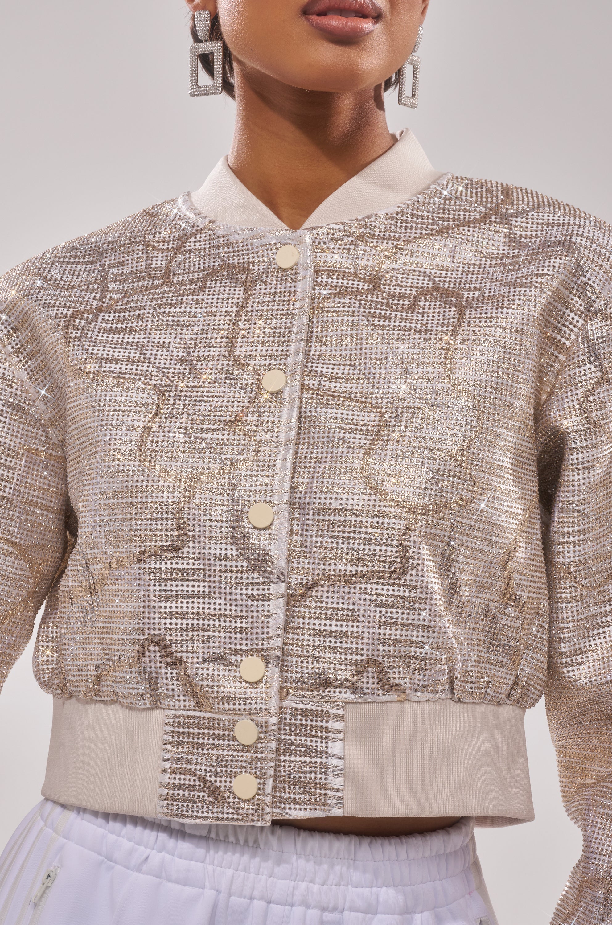 GOLDEN HOUR EMBELLISHED BROCADE BOMBER