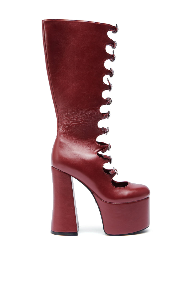 AZALEA WANG TOMLIN BURGUNDY PLATFORM BOOT