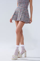 TWEED PLEATED MINI SKIRT