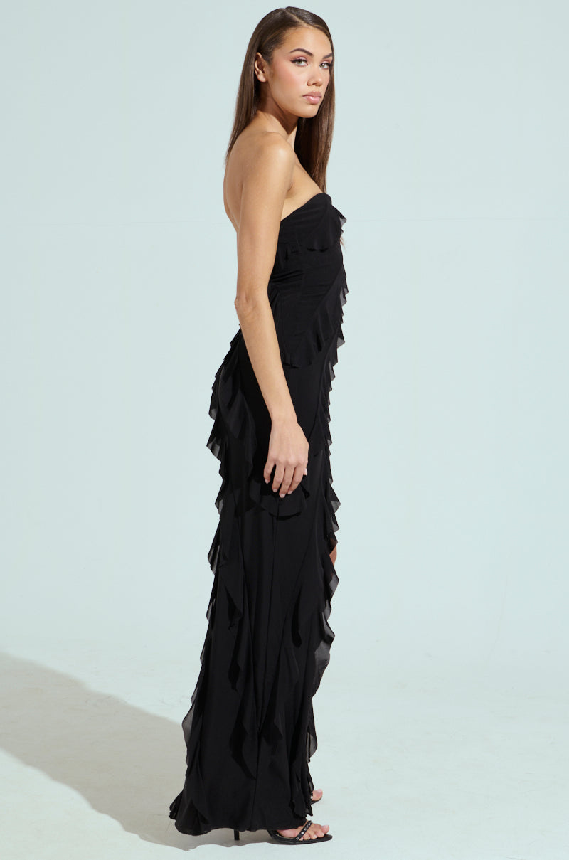 ELLA MESH BLACK TUBE DRESS