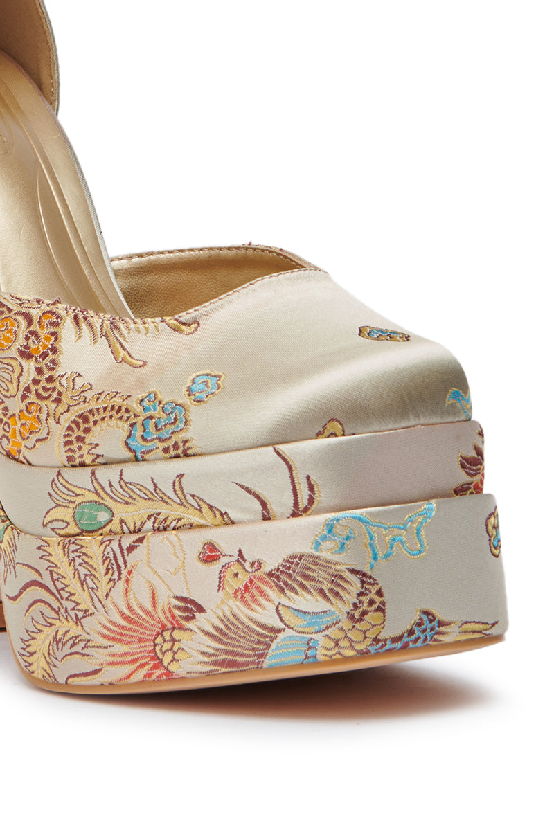 AZALEA WANG ZIPPORAH NEW BROCADE MARY JANE PLATFORM PUMP