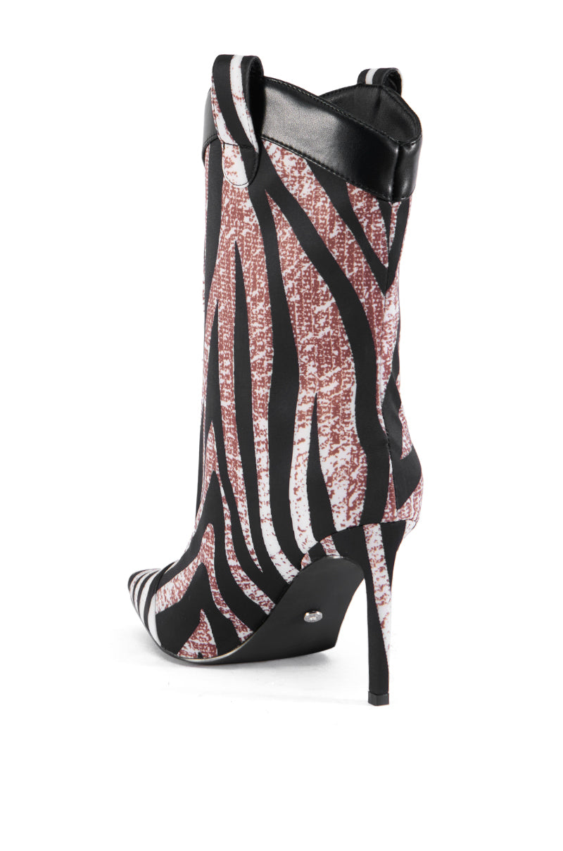 AZALEA WANG DOODLE MULTI WESTERN TOPLINE ZEBRA BOOT