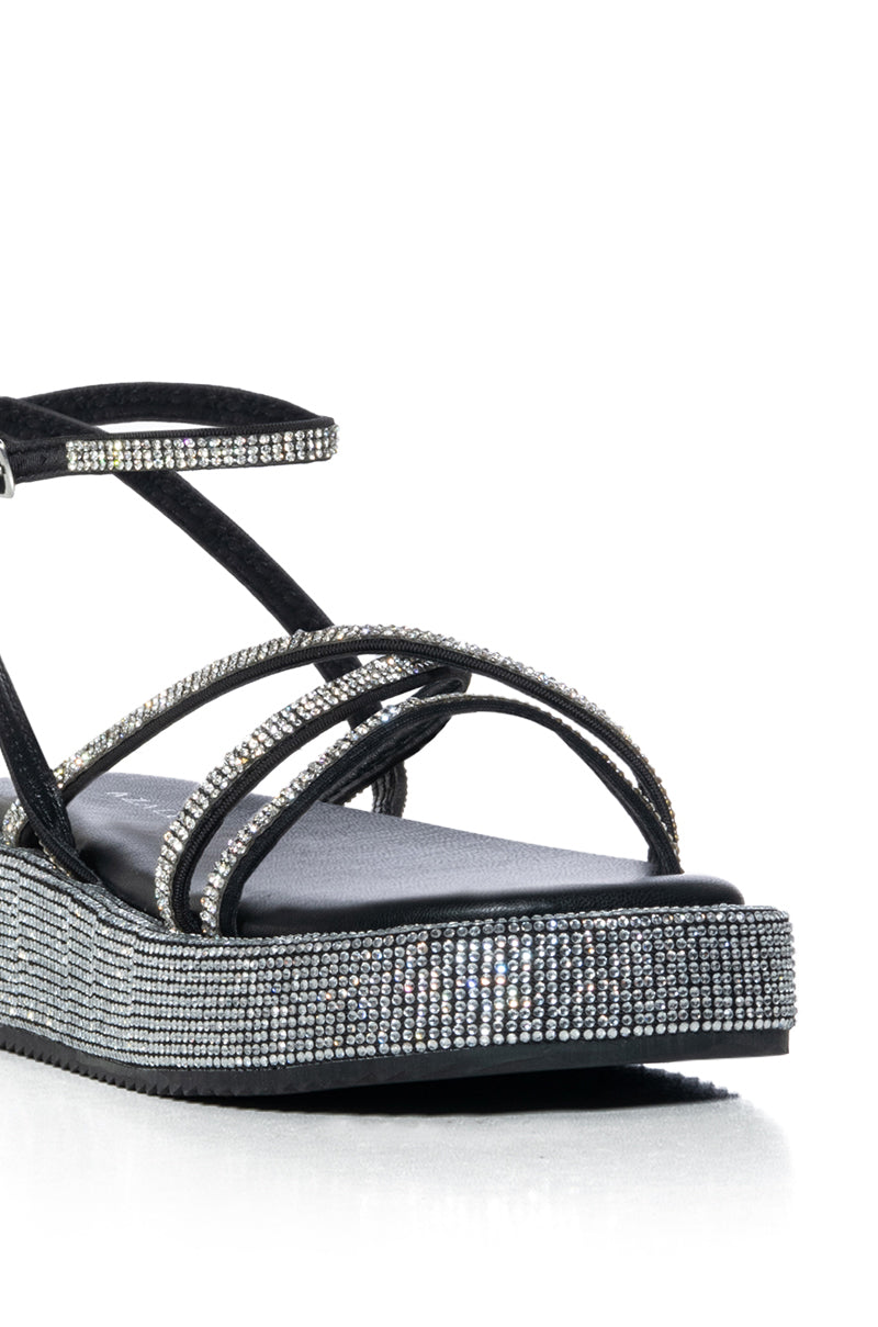 AZALEA WANG DRUSILLA BLACK RHINESTONE SANDAL