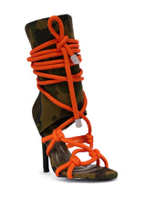 AZALEA WANG JOANNA STRAPPY CAMO SANDAL