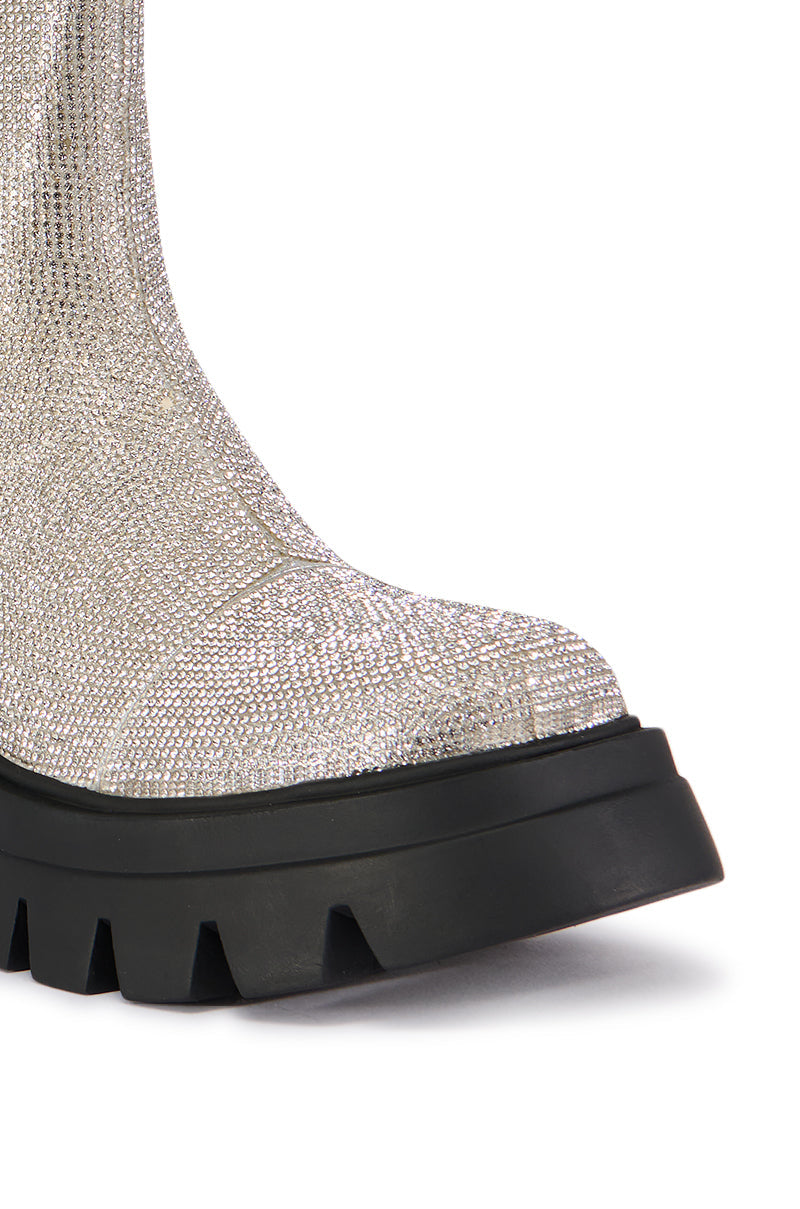 AZALEA WANG KAWAILANI SILVER RHINESTONE COMBAT BOOTIE
