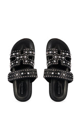 AZALEA WANG KEPLER BLACK EMBELLISHED SLIP ON SANDAL
