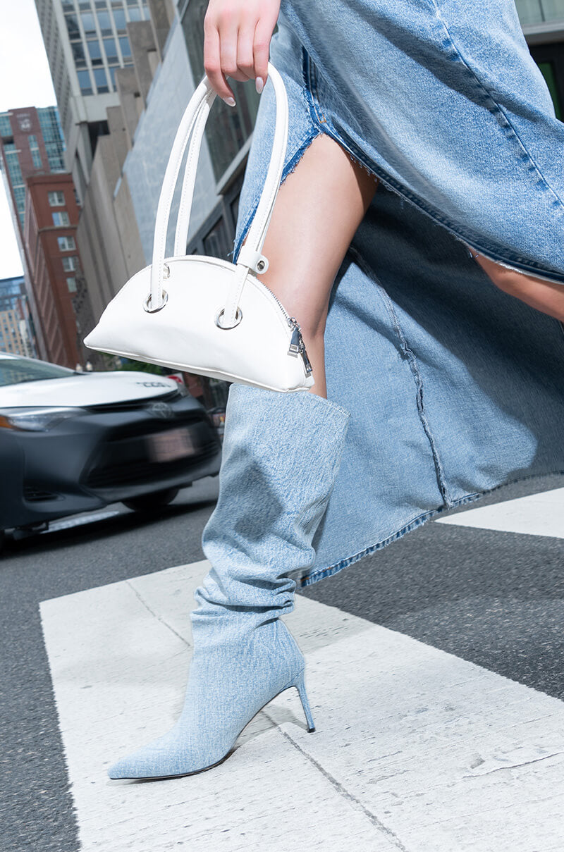 AZALEA WANG PENTAGON SLOUCH BOOT IN DENIM