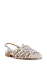 AZALEA WANG PRECIOUSNESS BONE PEARL EMBELLISHED CAGED SANDAL