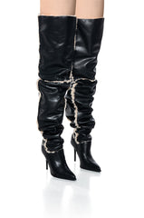 AZALEA WANG SONNET FAUX FUR LINED THIGH HIGH BOOT IN BLACK