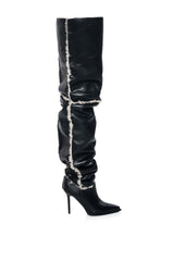 AZALEA WANG SONNET FAUX FUR LINED THIGH HIGH BOOT IN BLACK