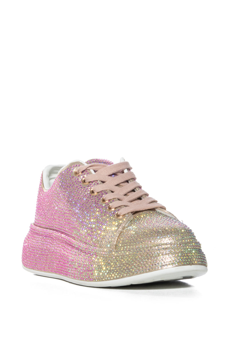 AZALEA WANG TANGY PINK OMBRE RHINESTONE SNEAKER