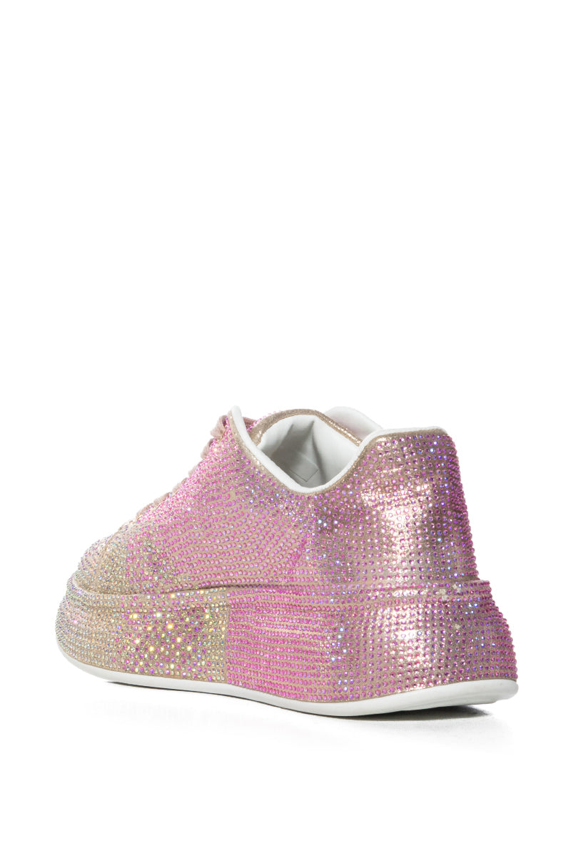 AZALEA WANG TANGY PINK OMBRE RHINESTONE SNEAKER
