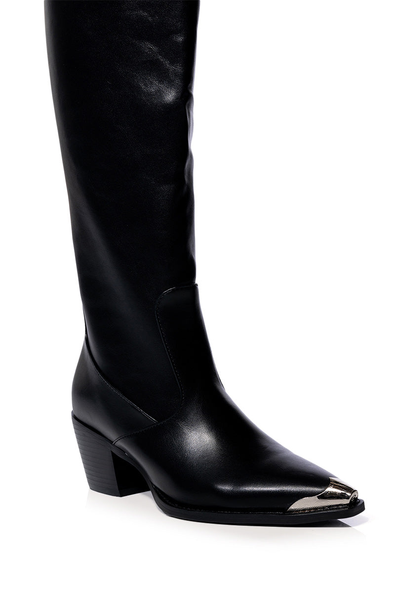 AZALEA WANG RIA OVER THE THIGH WESTERN BOOT IN BLACK