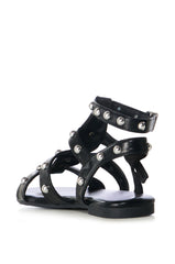 AZALEA WANG TREBLE BLACK SILVER EMBELLISHED SANDAL
