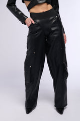 BACK FROM THE MATRIX WIDE LEG STRETCH PU PANT