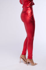 BIG BOOTY WINNIN HIGH WAIST FAUX LEATHER PANT IN RED