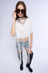 BRING THE FUN FRINGE T SHIRT IN WHITE