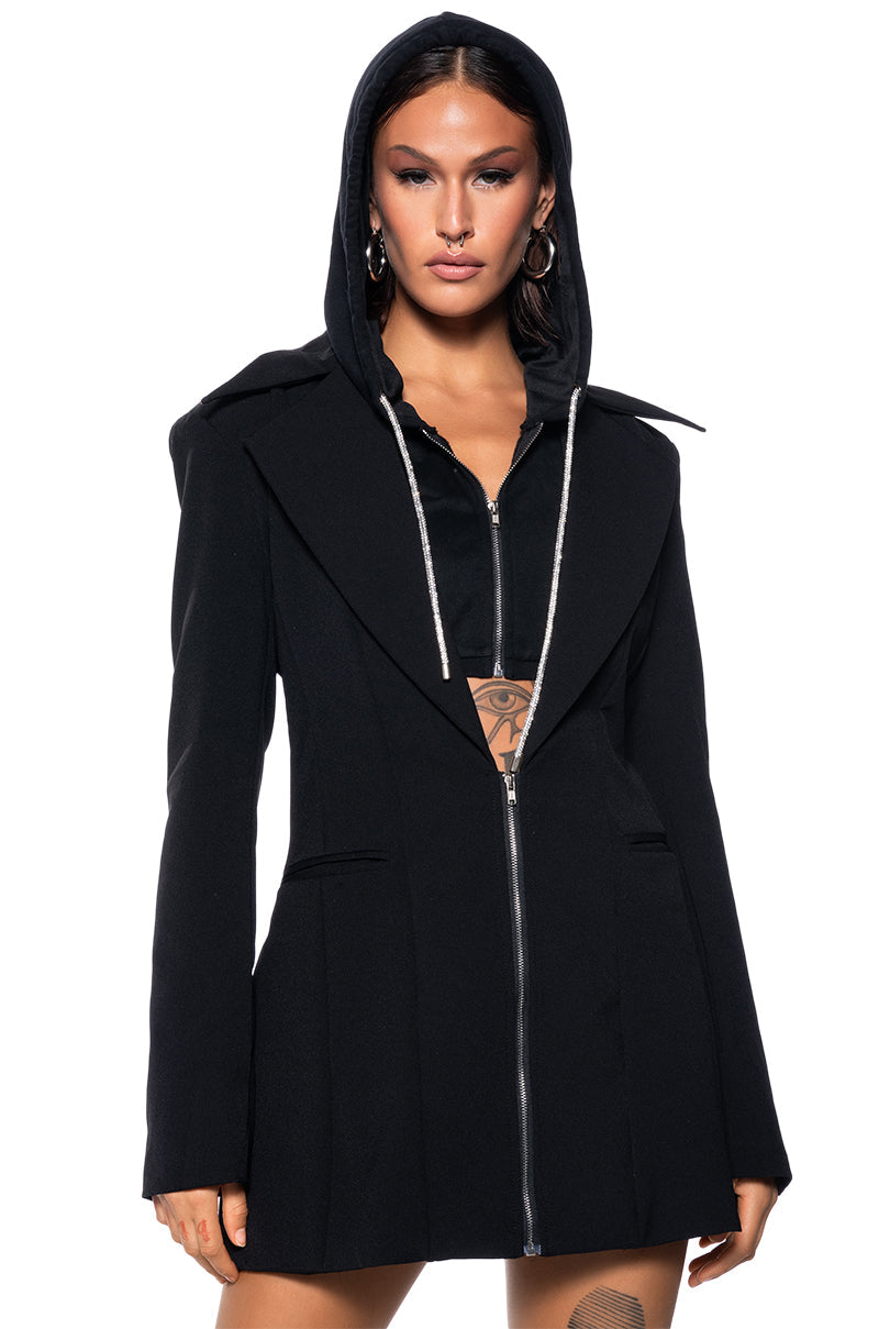 BUSINESS PARTY HOODED BLAZER DRESS