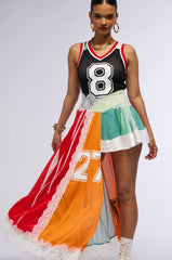 CLEAT CHASER LAYERED JERSEY HIGH LOW DRESS