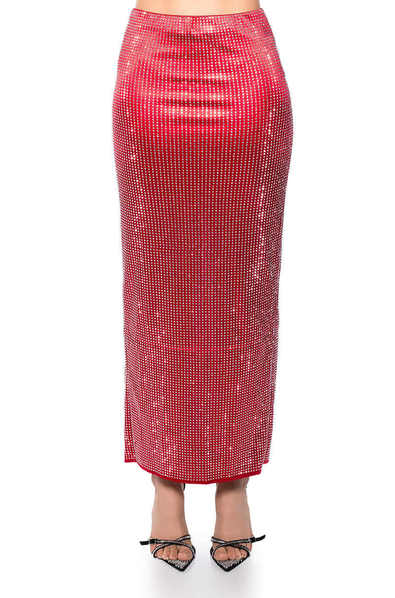 DECISION MAKER RHINESTONE MAXI SKIRT
