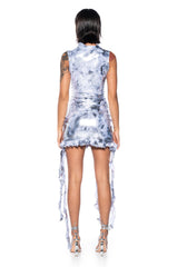 HIT PLAY METALLIC RUFFLE MINI DRESS