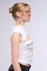 LOOK DONT TOUCH GRAPHIC CUTOUT TEE