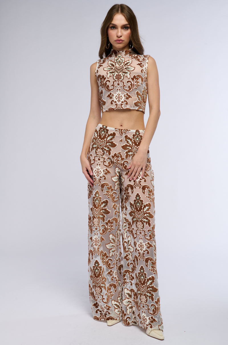 LOTUS MESH MOCK NECK SLEEVELESS TOP