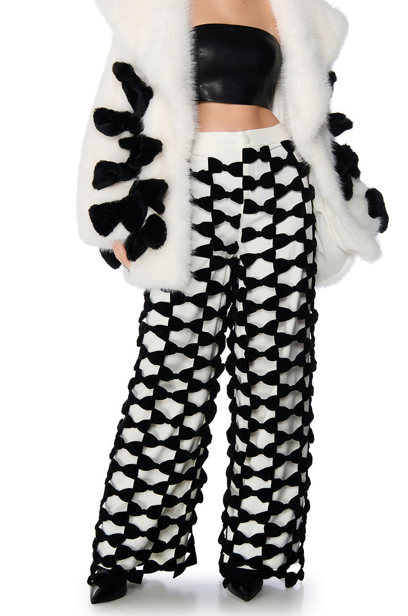 OPAL ALL OVER BOW DETAIL WIDE LEG PANT