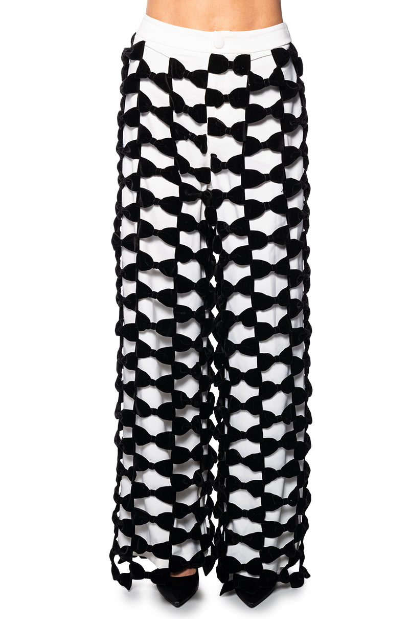 OPAL ALL OVER BOW DETAIL WIDE LEG PANT