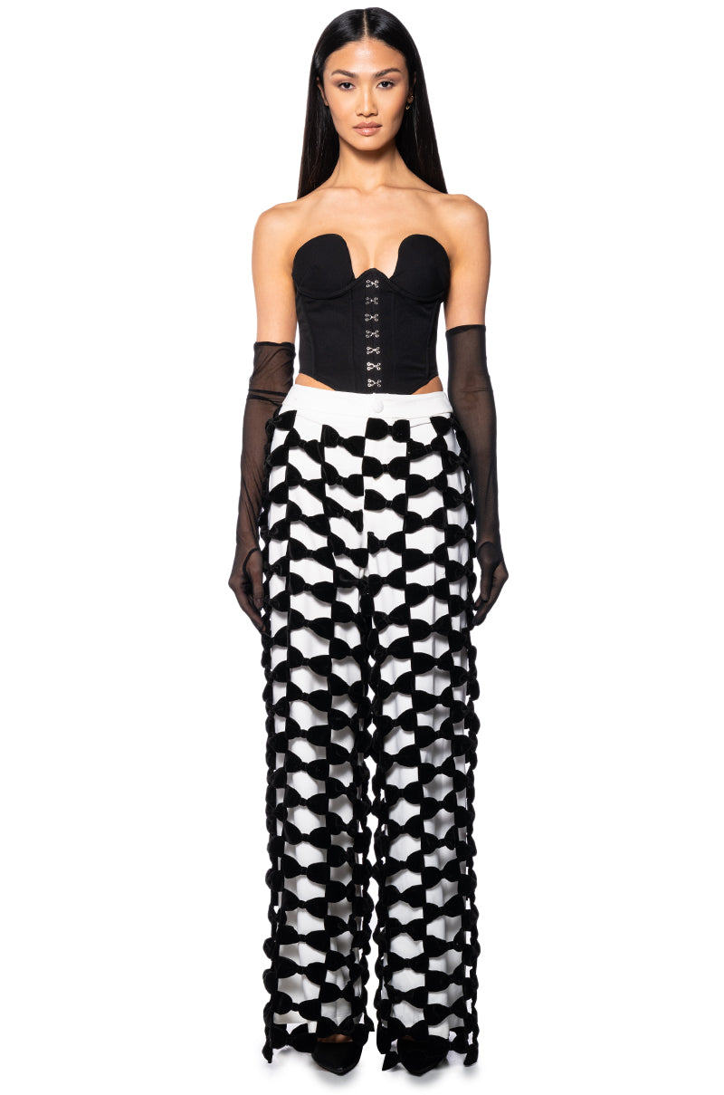 OPAL ALL OVER BOW DETAIL WIDE LEG PANT