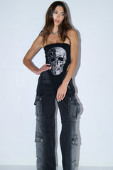 ROCK CHIC RHINESTONE SKULL BANDEAU TOP