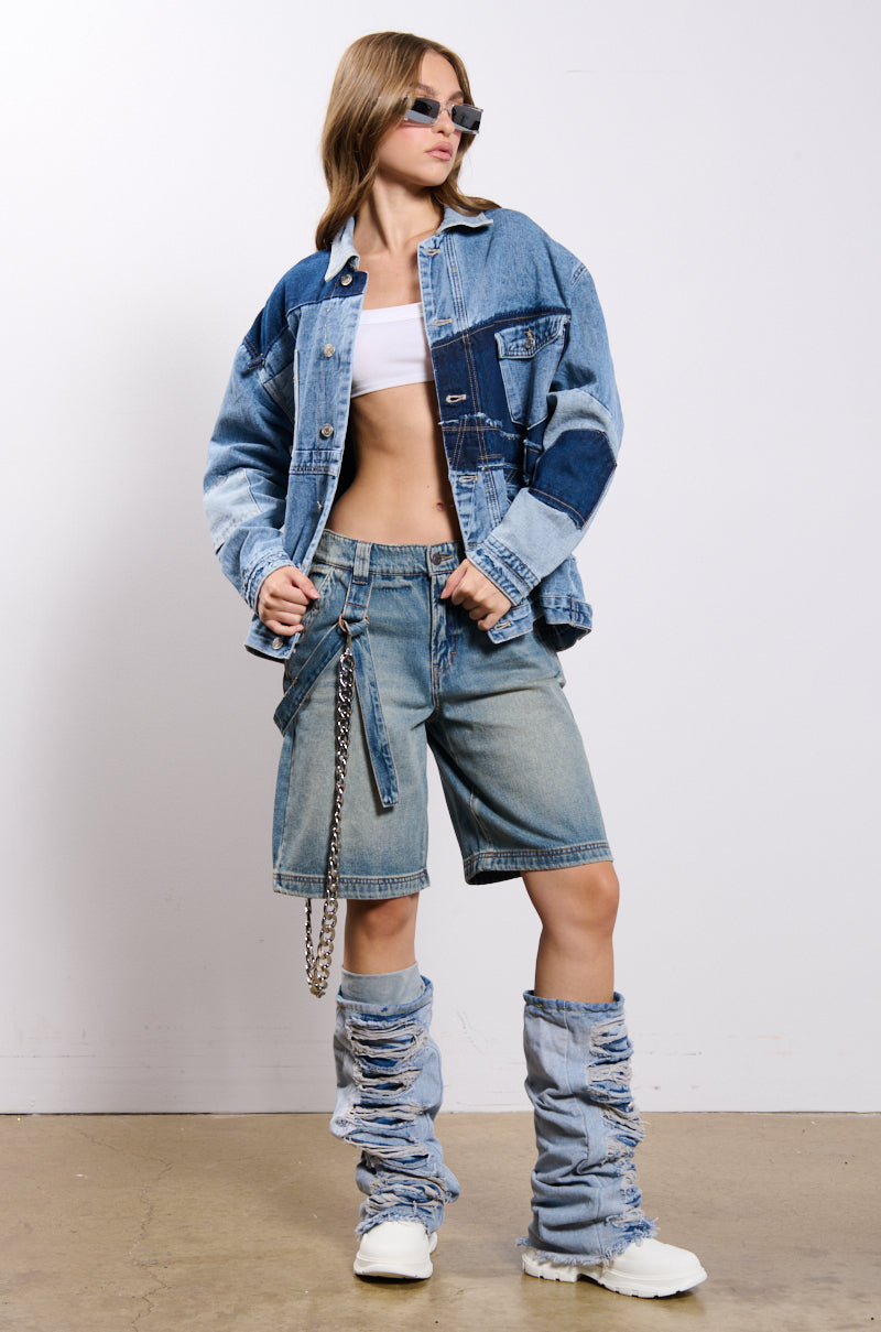 SCATTERED PATCHWORK OVERSIZED DENIM