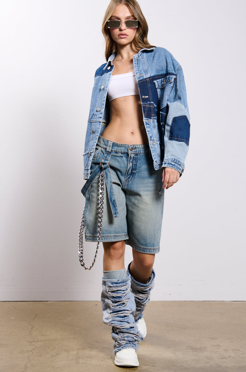 SCATTERED PATCHWORK OVERSIZED DENIM