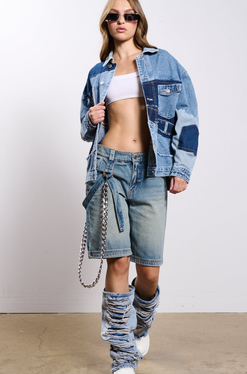 SCATTERED PATCHWORK OVERSIZED DENIM