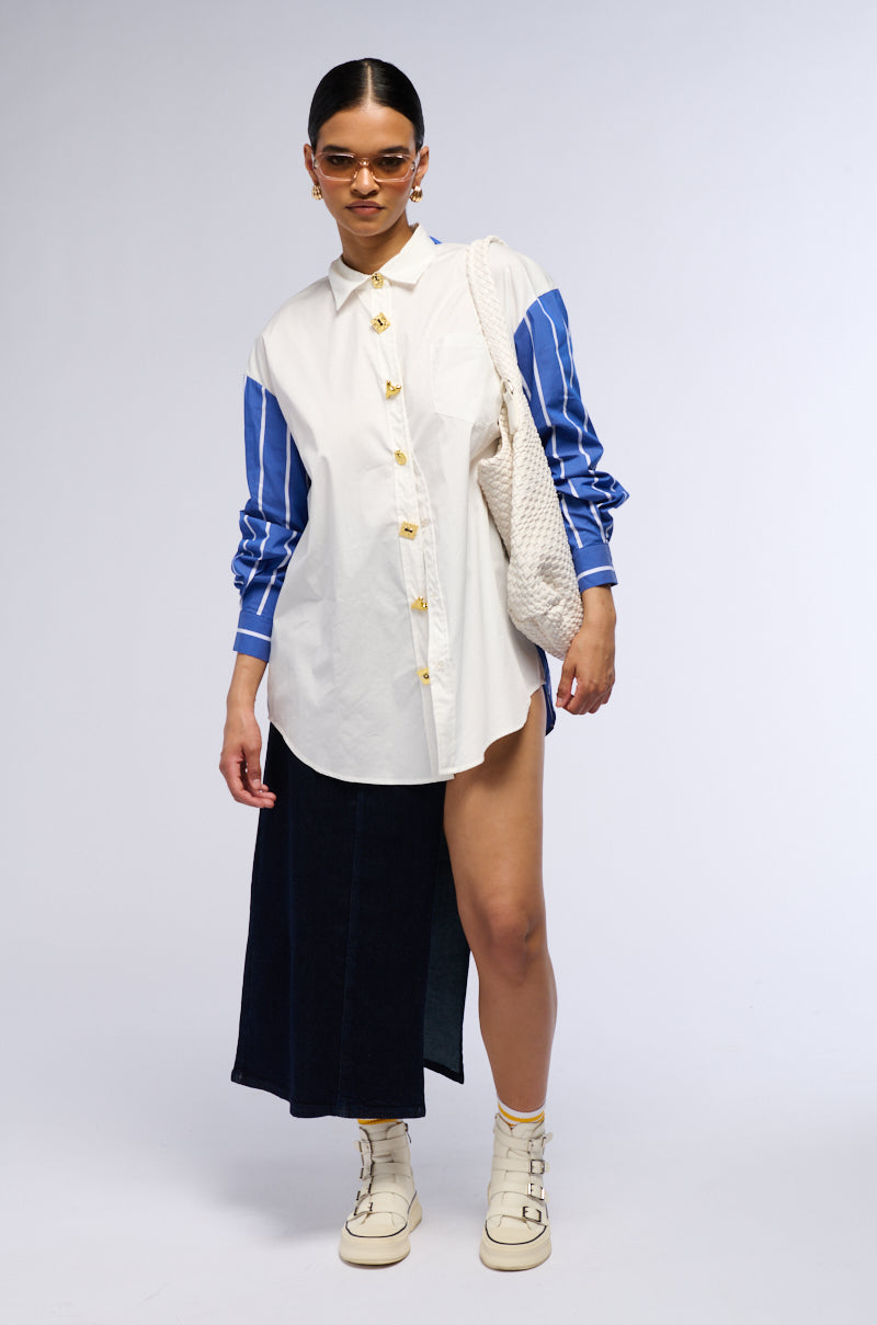 STOP & STARE REVERSIBLE BUTTON DOWN POPLIN SHIRT