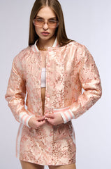 SWEET THING BROCADE BOMBER IN PINK