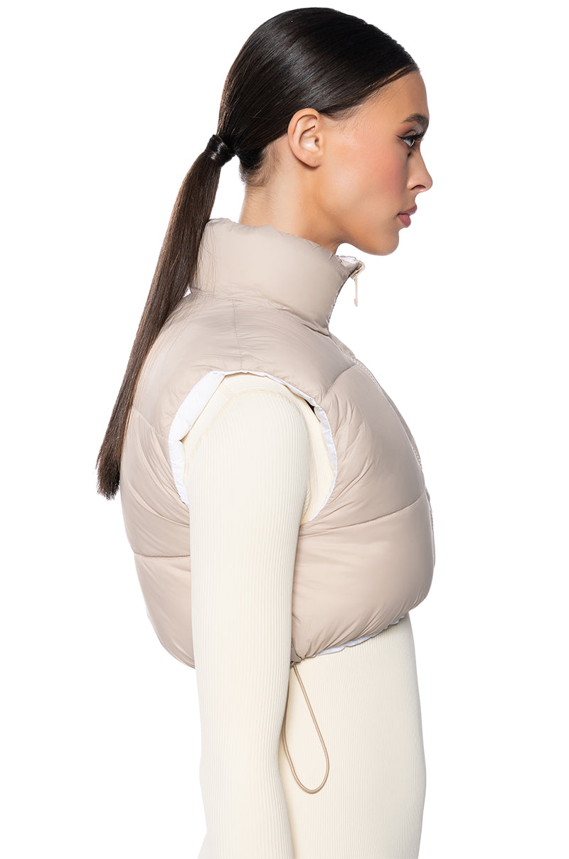 TAYLOR SAID CROP PUFFER VEST IN IVORY