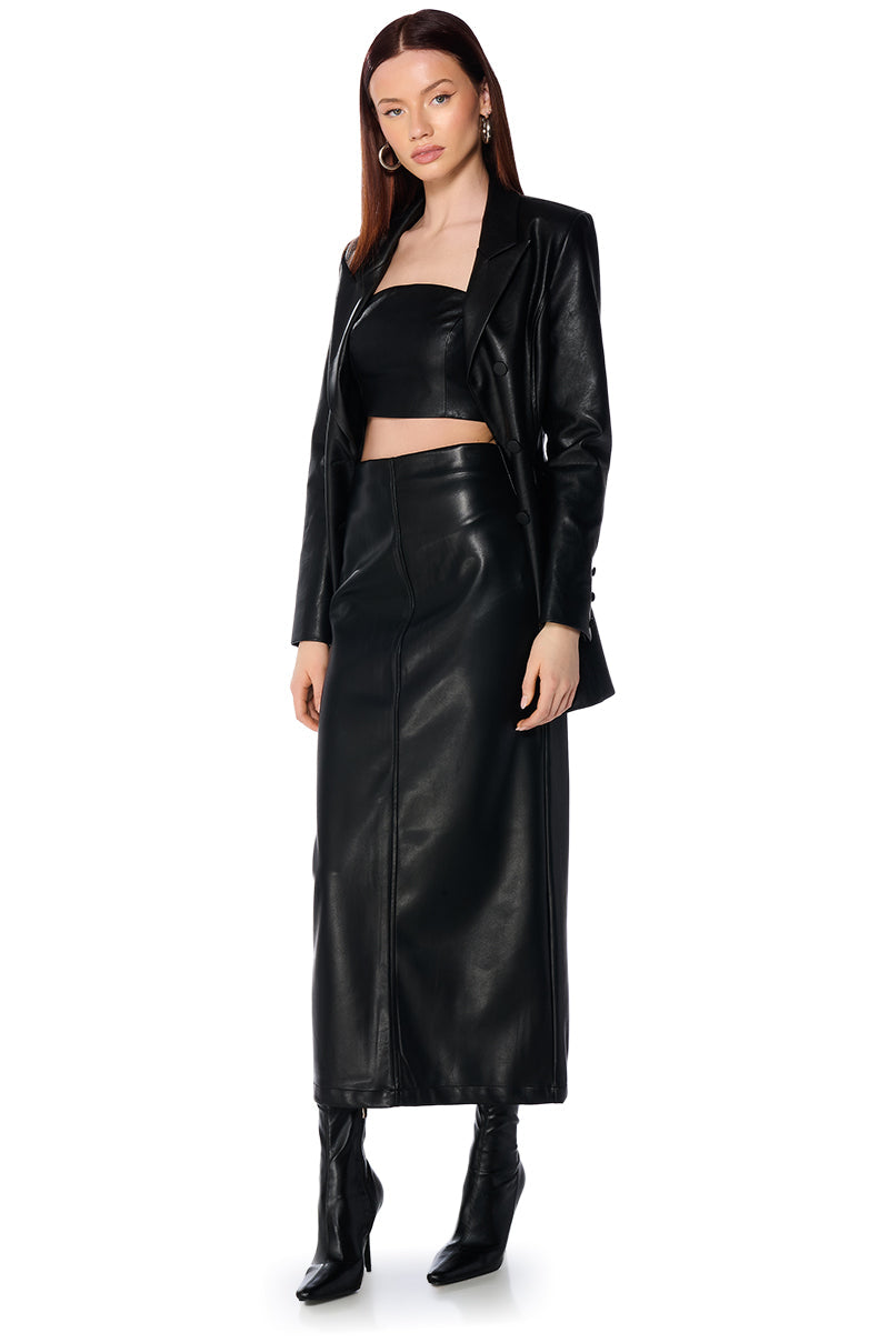 TOP TIER GIRL FAUX LEATHER MAXI SKIRT