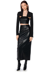 TOP TIER GIRL FAUX LEATHER MAXI SKIRT