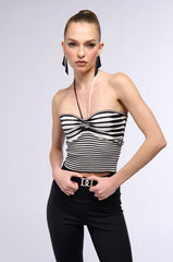 USED TO LOVE YOU STRIPED HALTER TOP