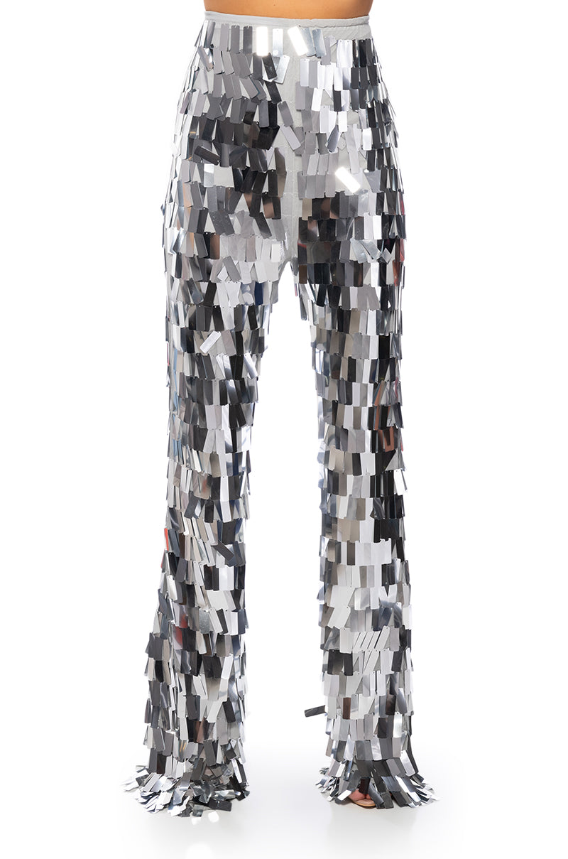 VAL STRETCH SEQUIN PANT IN SILVER